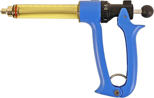 25ML Semi-automatic Livestock Syringe, Adjustable Continuous Repeating Cattle Vaccine Luer Lock Syringe for Cow Goat Sheep Pig