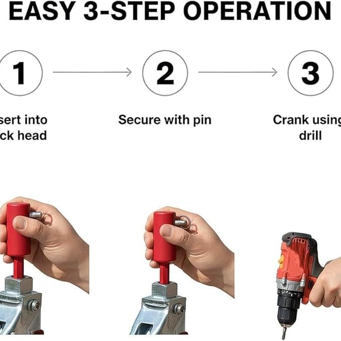 EZ-Crank Trailer Jack Drill Adapter Tool for 1″ Handle Studs,10x Faster Trailer Crank Handle,Heavy-Duty Steel Power Drill Jack Rod & Foot Adapter,for Dump, Livestock Trailers (2 PCS)