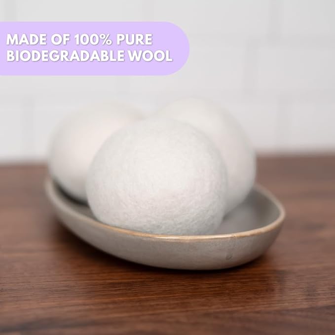 Lavender Scented Wool Dryer Balls – 4 XL Pack – Natural Fabric Softener, Reusable, Reduces Static, Reduces Wrinkles & Shortens Drying Time, Made W/Essential Oil, 100% Pure Wool