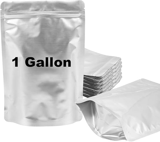 10x17 Inch Food Storage Aluminum Mylar Bags, Mylar Bags for Packaing with Oxygen Absorbers 300cc and Labels, Stand up Pouches, Thick 10 Mil Resealable Pouches for Long Term Food Container Sets 50 Pack