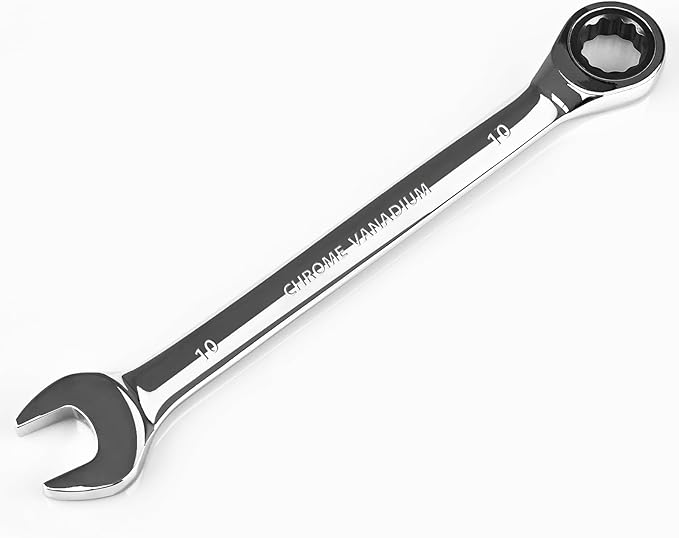 Egofine 10mm Ratchet Wrench, Ratcheting Combination Wrench Metric 10mm Wrench, Industrial Grade Gear Spanner with 12-Point Design, 72-Tooth Ratchet, Chrome Vanadium Steel