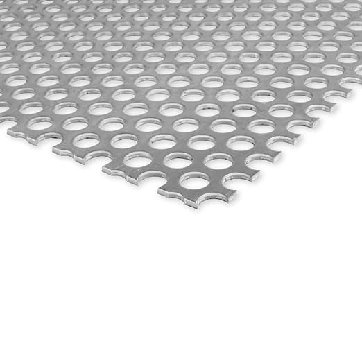 3003 Aluminum Perforated Sheet, Unpolished (Mill) Finish, H14 Temper, Staggered Round 0.125" Holes, 0.125" Thickness, 8 Gauge, 24" Width, 48" Length, 0.1875" Center to Center, OnlineMetals