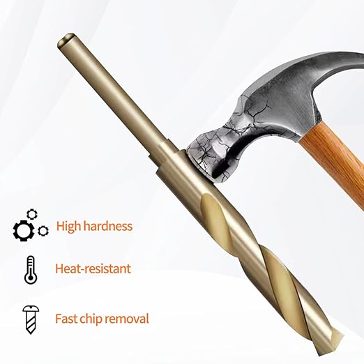 Meccion Cobalt Drill Bit 13/16 Inch High Speed Steel M35 Reduced Shank Twist Drill Bit for Metal, Cast Iron, Stainless Steel, Alloy, Non-Ferrous Etc.