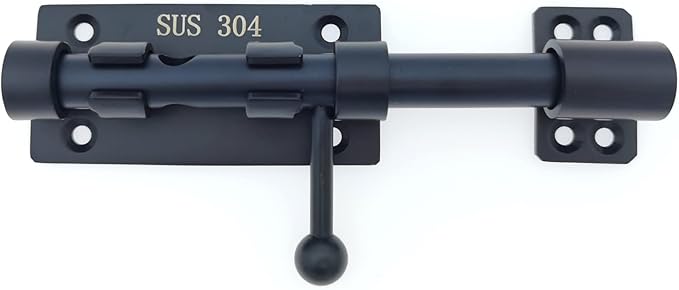 6in Slide Bolt Gate Latch 304 Stainless Steel Barrel Bolt Latch Heavy Duty Door Security Lock Thickened Door Latches Hardware with Mounting Screws for Barn Fence Shed Basement