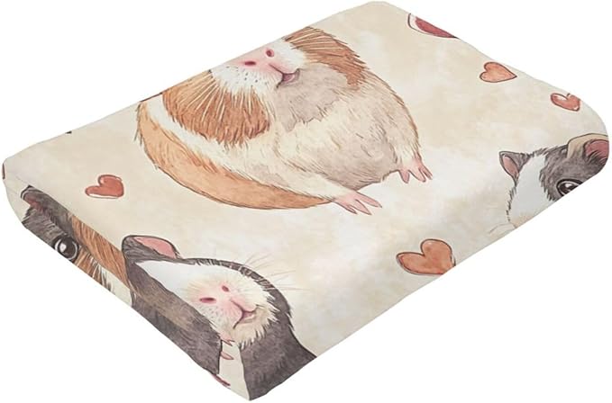 Cute Guinea Pig Throw Blanket Guinea Pig Pets Flannel Blankets Fuzzy Plush Super Soft Cozy Warm Decor Gifts for Boys Girls Kids Adults Men Women 50" x 60"