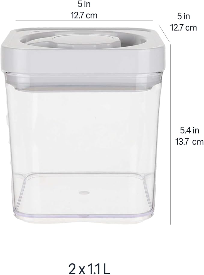 Amazon Basics Airtight Food Storage Containers, BPA Free, with Twist/Turn Lids, for Kitchen Pantry Organization, 10-Piece Square Set, Clear Plastic