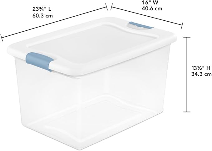 Sterilite 12 Pack Latching Box, 64 Quart Storage Totes & 4 Pack Deep Clip Container Bins