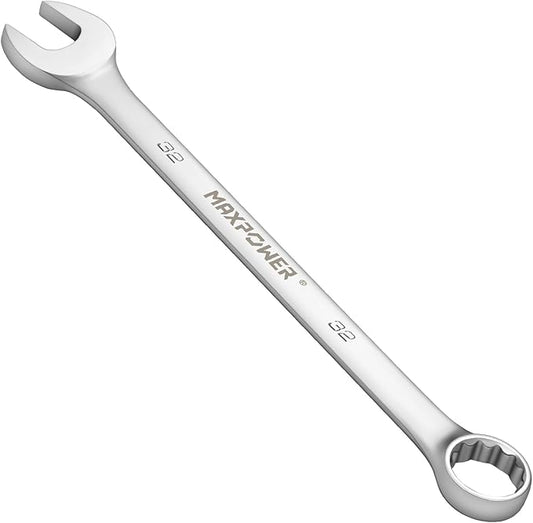 MAXPOWER 32mm Combination Wrench, Industrial Grade Spanners with Chrome Vanadium Steel, Sand Blasted Finish, Forged Heat-Treated - SAE