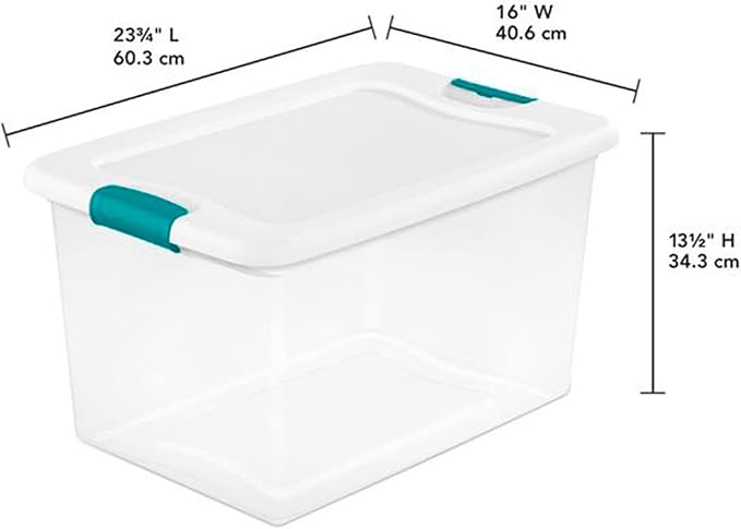 Sterilite 4 and 6 Pack Latching Storage Bins, Plastic Organizing Lidded Totes, 106 Qt and 64 Qt