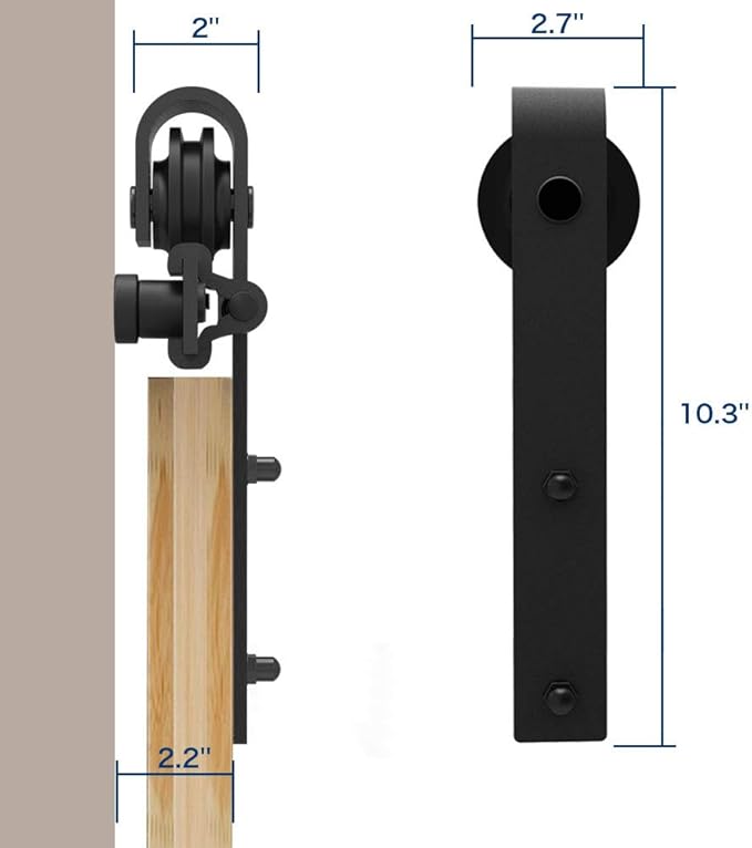 CCJH 19FT Single Sliding Barn Door Hardware Kit Black Basic Roller Carbon Steel Hanger Flat Track System for Closet Kitchen 1 Door 114 inch Wide