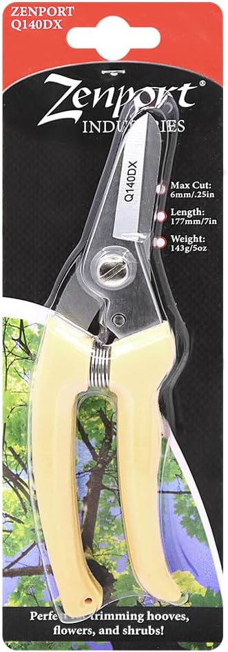 Zenport Q140DX Multipurpose Q Series Hoof Trimming Shears, 7-Inch, 2.5 Inch High Carbon Steel Blades, Cream - 10 Pack