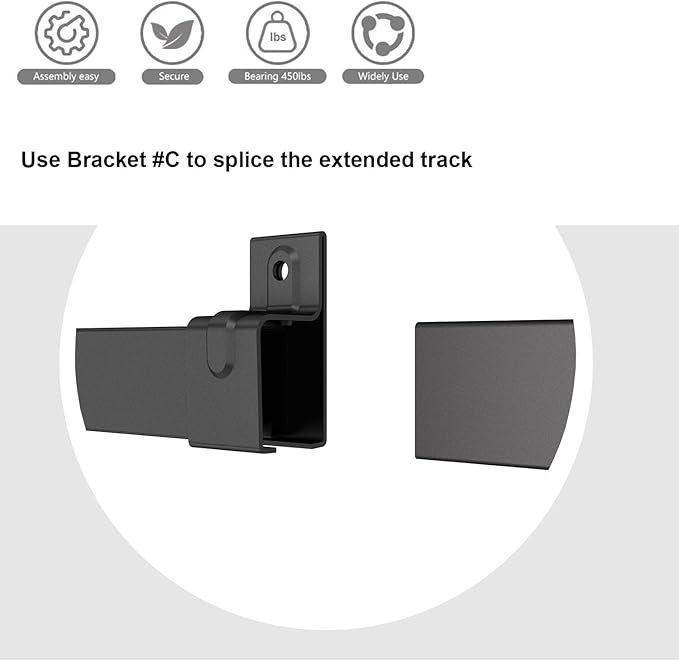 4FT Heavy-Duty Box Rail with 2 X Bracket, 450 lbs Capacity, Black Powder-Coated Finish,Kit for Outdoor Use