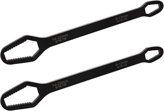 Larcele 2 Pcs8-22mm Double-ended Self-Tightening Adjustable Wrench Tools, Multi Function Wrench for Home Car Maintenance Repair ZJBS-01 (Black)
