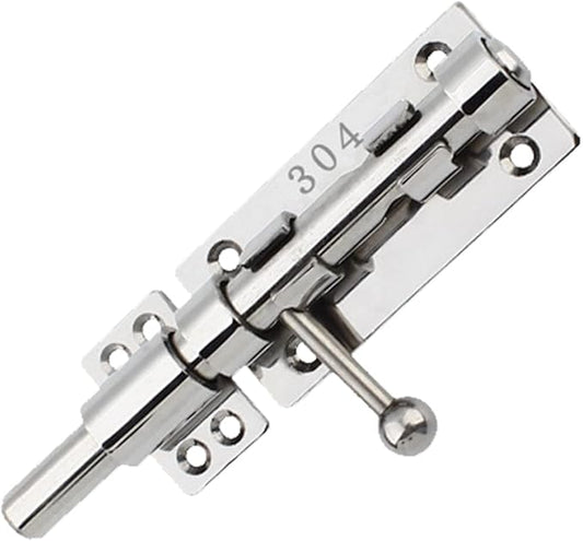 6in Slide Bolt Gate Latch 304 Stainless Steel Barrel Bolt Latch Heavy Duty Door Security Lock Thickened Door Latches Hardware with Mounting Screws for Barn Fence Shed Basement