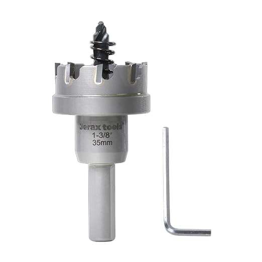 Tungsten Carbide Tipped Hole Cutter,1-3/8 inch TCT Hole Saw with 5mm Hole Depth Heavy Duty for Stainless Steel, Mild Steel, Iron, Copper, Brass, Plastic