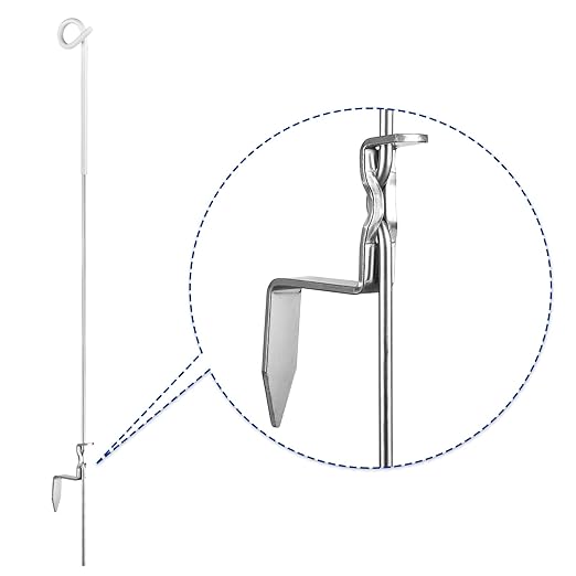 Fence Shock 41 Inches Systems Pig Tail Step-in Fence Post, Stainless Steel for Garden and Farm, Portable Fence Ideal for Electric Fencing - Pack of 30 White