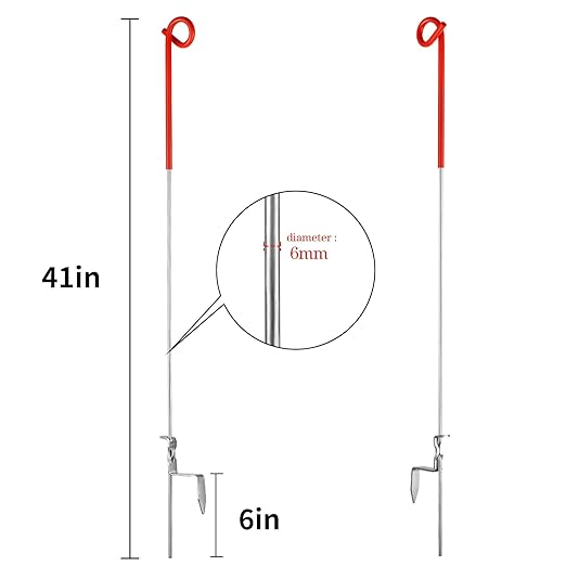 Fence Shock 41 Inches Systems Pig Tail Step-in Fence Post, Stainless Steel for Garden and Farm, Portable Fence Ideal for Electric Fencing - Pack of 30 Red