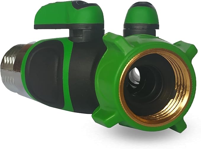 2 Way Y Hose Splitter, Garden Hose Connector with Comfortable Rubberized Grip with Outdoor Faucet, 3/4-inch (Light Green, 2-Packs)
