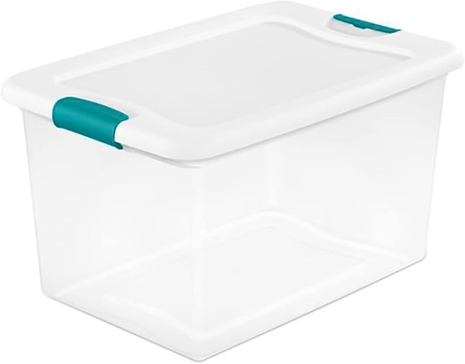 Sterilite 4 and 6 Pack Latching Storage Bins, Plastic Organizing Lidded Totes, 106 Qt and 64 Qt