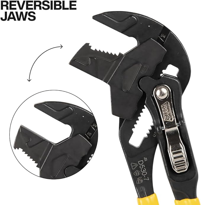 Klein Tools D53003KIT Plier Wrench Set, 3-Piece High-Leverage Pliers, Adjustable, Reversible Jaw, Smooth and Knurled Teeth, 7-Inch 10-Inch and 12-Inch