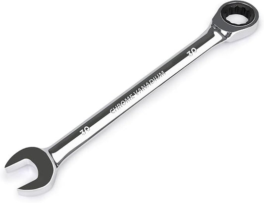 Egofine 30mm Ratcheting Combination Wrench Metric, Industrial Grade Gear Spanner with 12-Point Design, 72-Tooth Ratchet, Chrome Vanadium Steel