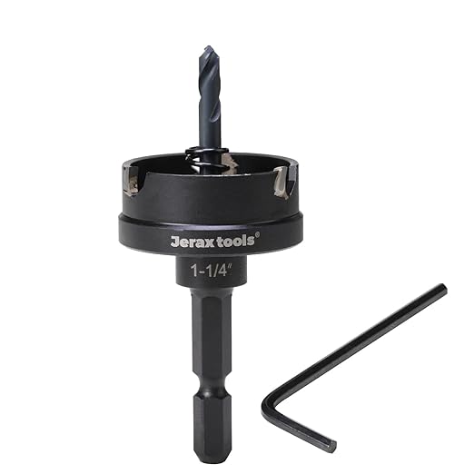 Tungsten Carbide Tipped Quick Change Hole Cutter, 1-1/4 inch TCT Hole Saw, Oxided Coating with 5mm Hole Depth Heavy Duty, for Stainless Steel, Mild Steel, Iron, Copper, Brass, Plastic