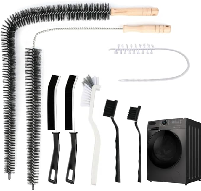 8 Pack Multi-Purpose Washing Machine and Flexible Dryer Vent Cleaning Kit - Dryer Lint Cleaner - Grout, Crevice & Lint Trap Cleaning Tools - Long Handle Laundry Brushes for All Washers
