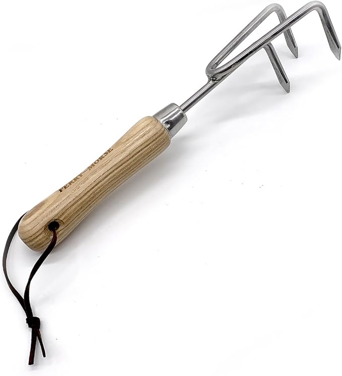 Ferry-Morse Premium Garden Hand Tool Cultivator, Gardening Tools Hand Rake, Stainless Steel Cultivator for Digging, Aerating Soil, and Weeding