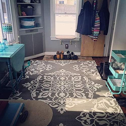 Mad Mats Traditional Outdoor Rug, Reversible Plastic Mat (4' x 6', New Wrought Iron - Cool Silver)