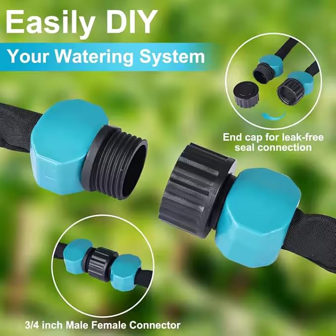 100 ft Soaker Hose – Flat Soaker Hose 100 ft for Lawn, Raised Beds & Flower Gardens – Lightweight PVC Drip Hose, Water-Saving Irrigation, Flexible & UV-Resistant