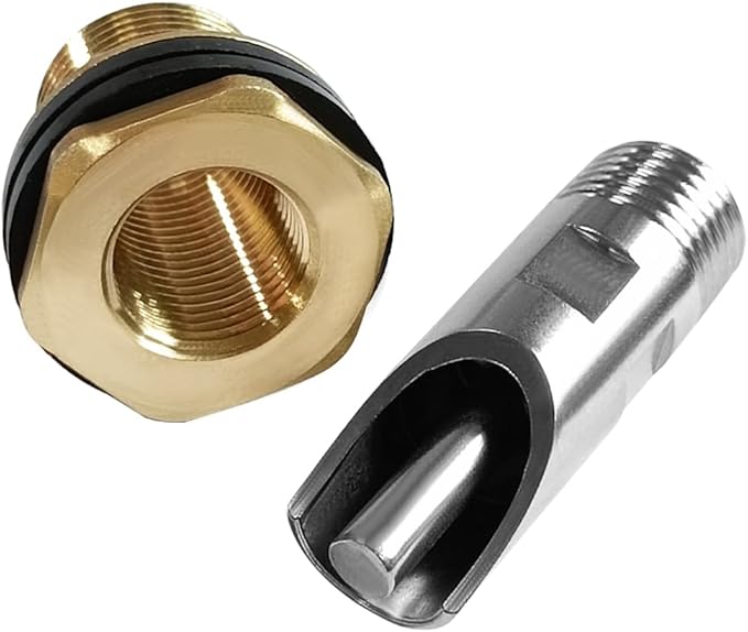 Joywayus 5PCS 1/2 Stainless Steel Automatic Pig Nipple Water Drinker Feeder Waterer + 5PCS 1/2 Female to 3/4 Male Brass Water Tank Connector Bulkhead Fitting Kit for Sows Piglets Drinking