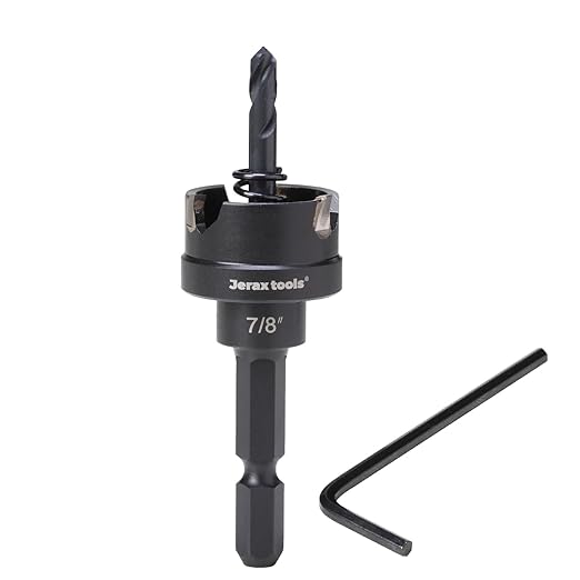Tungsten Carbide Tipped Hole Cutter,7/8 inch TCT Hole Saw with 5mm Hole Depth Heavy Duty for Stainless Steel, Mild Steel, Iron, Copper, Brass, Plastic