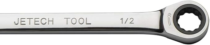 Jetech 1/2 inch Ratcheting Combination Wrench, Industrial Grade Gear Spanner with 12-Point Design, 72-Tooth Ratchet, Forged and Heat-Treated Cr-V Steel, SAE