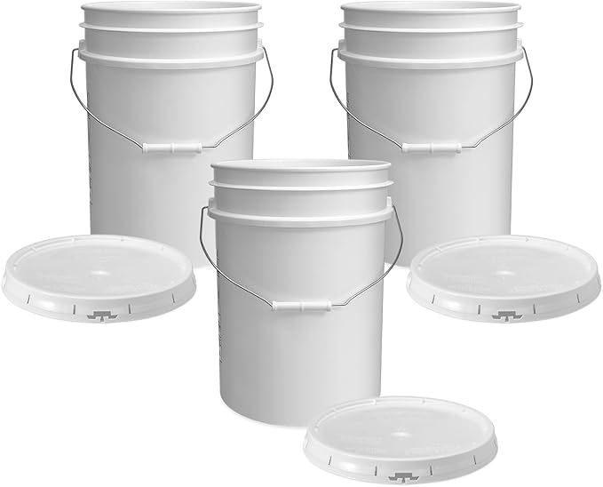 ePackageSupply 5 Gallon Bucket with Airtight Lid | Made in USA | Food Grade | Heavy-Duty Premium HPDE Plastic | Durable 90 Mil All Purpose Pail | Easy Stack and Store | BPA Free | 3 Count