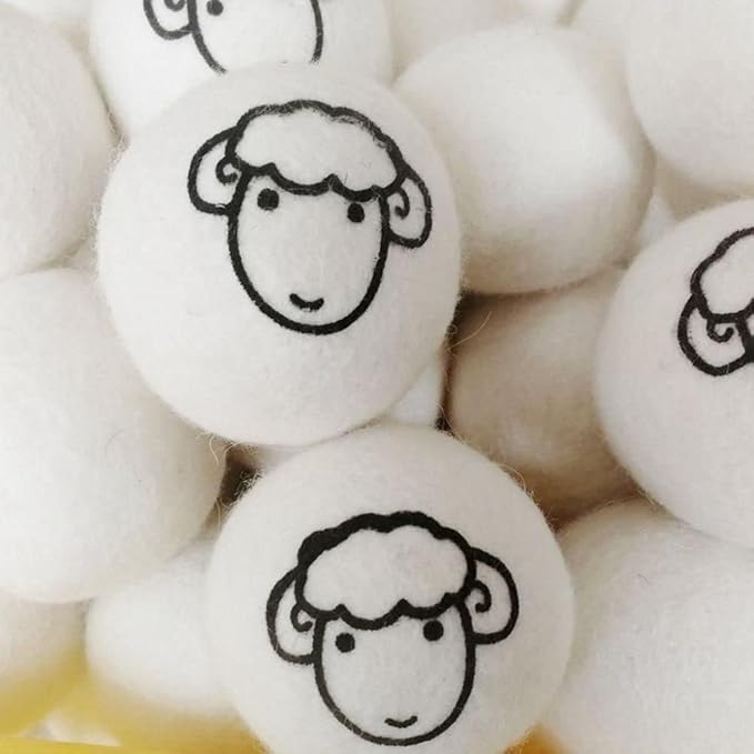 2Pcs Wool Dryer Balls, Natural Fabric Softener, Reusable Laundry Balls for Pet Hair Removal, Static Reducer Alternative, Reduces Wrinkles and Drying Time (5cm)