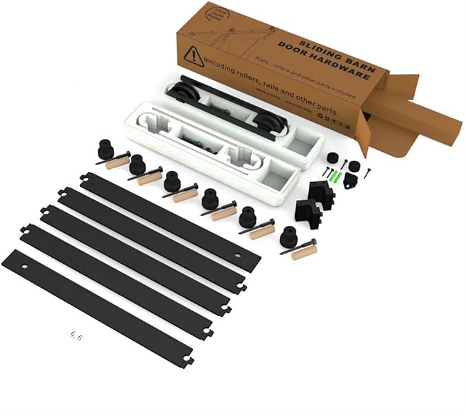 6.6FT Sliding Barn Door Hardware Kit for Single Wood Door, Smoothly and Quietly, Easy to Install Fit 35"-40" Wide and 1.18"-1.96" Thickness Door Panel, Includes Installation Instruction