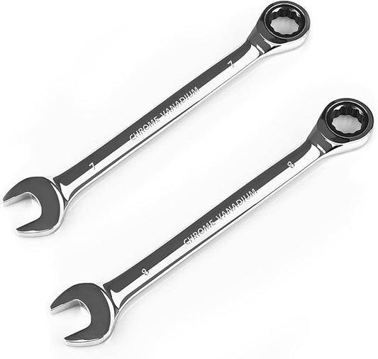 Egofine 7mm Wrench and 8mm Ratchet wrench, Metric Ratcheting Wrench Set, Industrial Grade Gear Spanner with 12 Point Box End, 72-Teeth Ratchet, Chrome Vanadium Steel