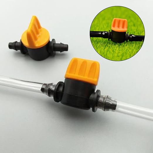 1/4“ Drip Irrigation Shut-Off Switch Valve, Black Plastic Universal Ball Valve for Drip Irrigation and Tubing Coupling (Pack of 20)