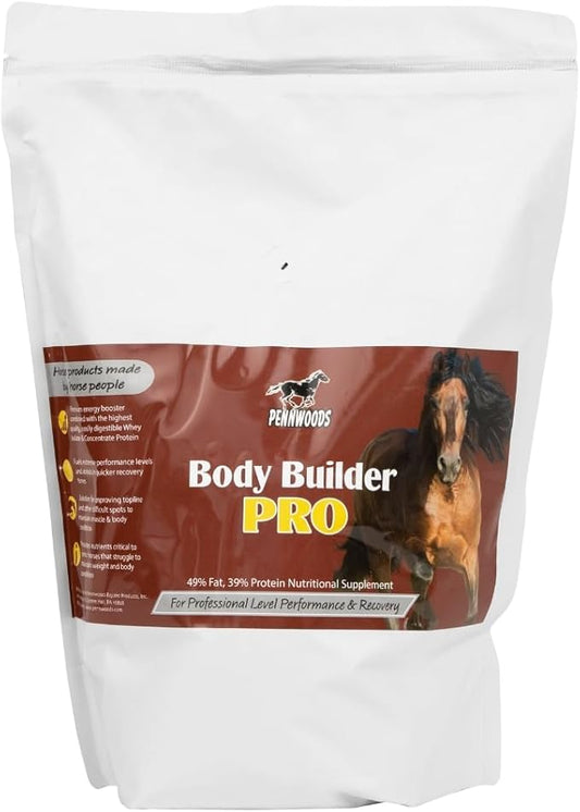Pennwoods Body Builder Pro, Horse Weight Gain Supplement, Premium High Fat Energy Booster, with Whey Isolate and Concentrate Protein, 4lb Bag