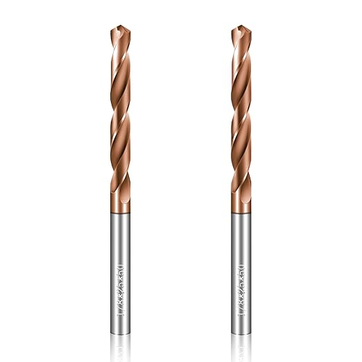 Solid Carbide 1/8" Drill Bits, Tungsten Carbide Drill Bit Set with TISIN Coated, Metal Drill Bit Set for Stainless Steel Hardened Steel Cast Iron Alloy Copper, 2 Pcs