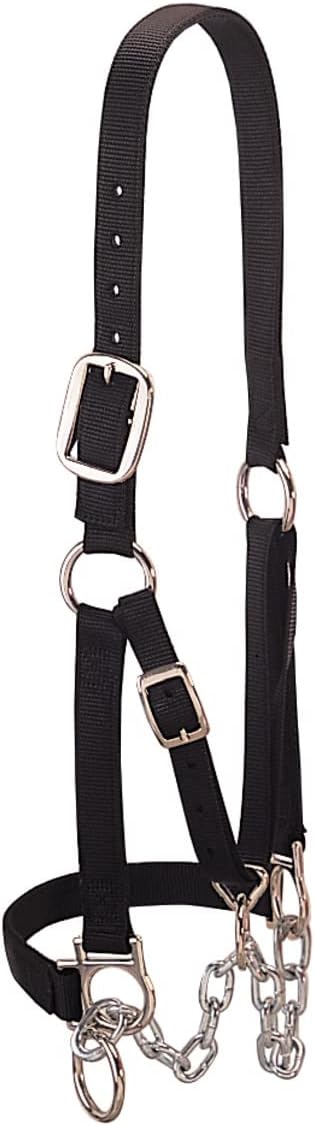 Weaver Livestock Heavy-Duty Restraint Nylon Cattle Halter, Adjustable, Modern Style Cow Calf Halter, Livestock Handling Equipment for Showing, Black