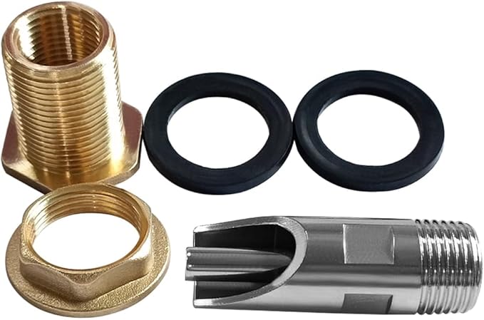 Joywayus 5PCS Stainless Steel Automatic Pig Nipple Water Drinker Feeder Waterer + 5PCS Brass Water Tank Connector Bulkhead Fitting + 1PCS Hole Opener Kit for Sows Piglets Drinking