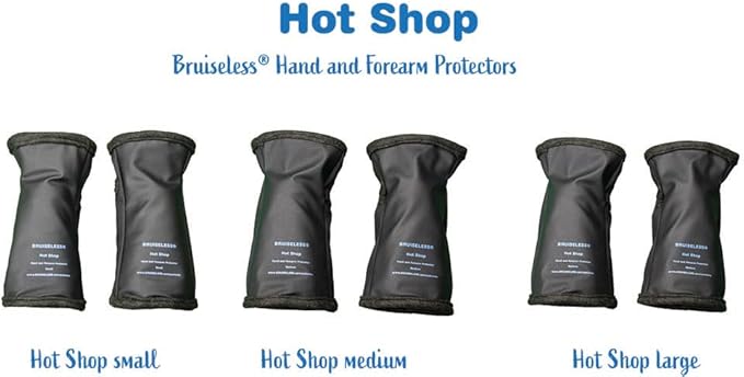 Bruiseless® Hot Shop Hand and Forearm Protector, Fire, Cut, and Puncture Resistant. Impact-Absorbing System