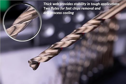 NordWolf 14-Piece Metric Cobalt Drill Bit Set for Stainless Steel & Hard Metals, with 1/4" Hex Shank for Quick Chucks & Impact Drivers, Sizes 1.5mm to 6.5mm in Storage Case