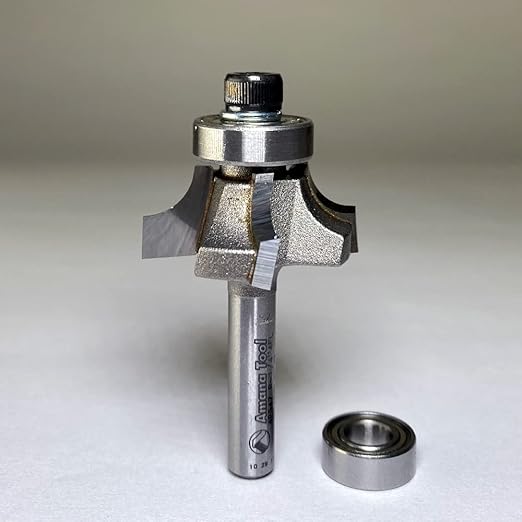 Amana Tool 49547 Carbide Tipped 4 Flute Corner Rounding, Beading, Round-Over Router Bit 1/4 R x 1-1/8 D x 7/16 x 1/4 Inch Shank