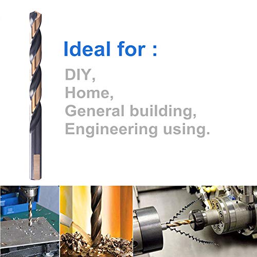 12 PCS, 9/32", Black and Gold, Drill Bits