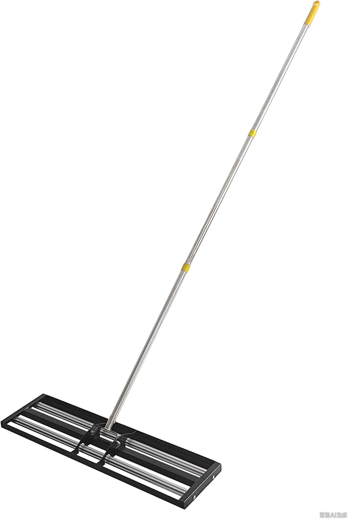 30"x10"Lawn Leveling Rake with Aluminum Rollers, Stainless Steel Yard Lawn Leveler Tool with Adjustable Long Handle, Yard Leveling Rake Suit, Levelawn Tool for Soil, Grass, Golf Course, Garden, Farm
