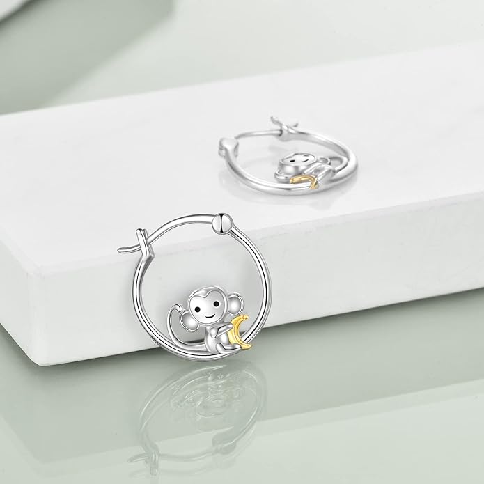 Fox/Pig/Mushroom/Cat Earrings Sterling Silver Cute Hoop Earrings Animal Jewelry Gifts for Women Daughter