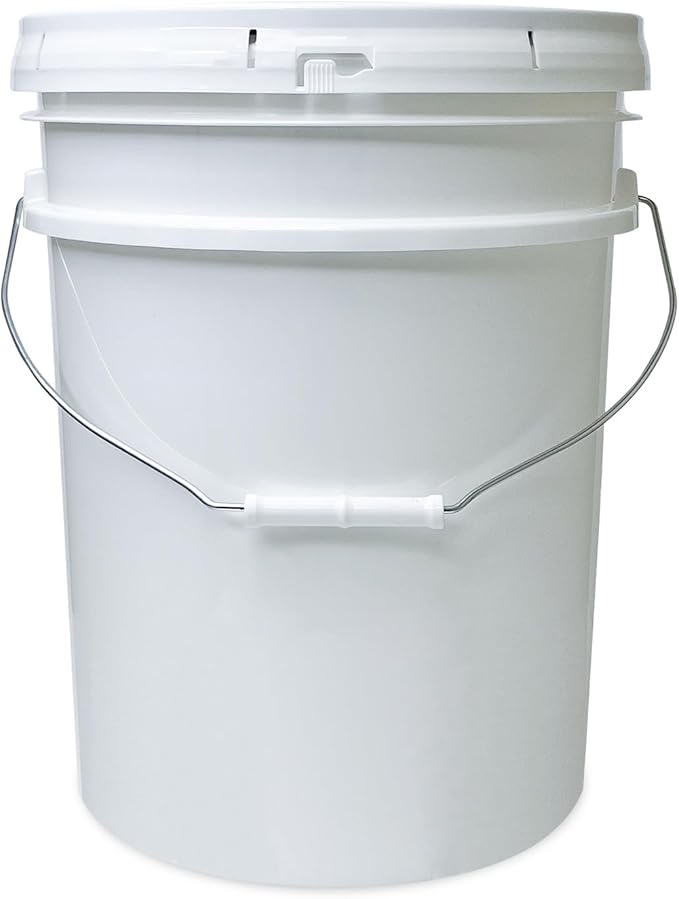 ePackageSupply White 5-Gallon Bucket with Lid | Made in USA | Food Grade | Heavy-Duty Extra Durable Plastic Bucket | Multi-Use Food Grade Buckets with Lids | Easy Stack and Store | BPA Free | 1 Pack