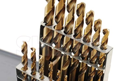 Shars 1/16-1/2" by 32nds 15 Pcs M35 Cobalt Heavy Duty Black & Gold Finish Jobber Drill Set 135° Point Angle 404-2205 P